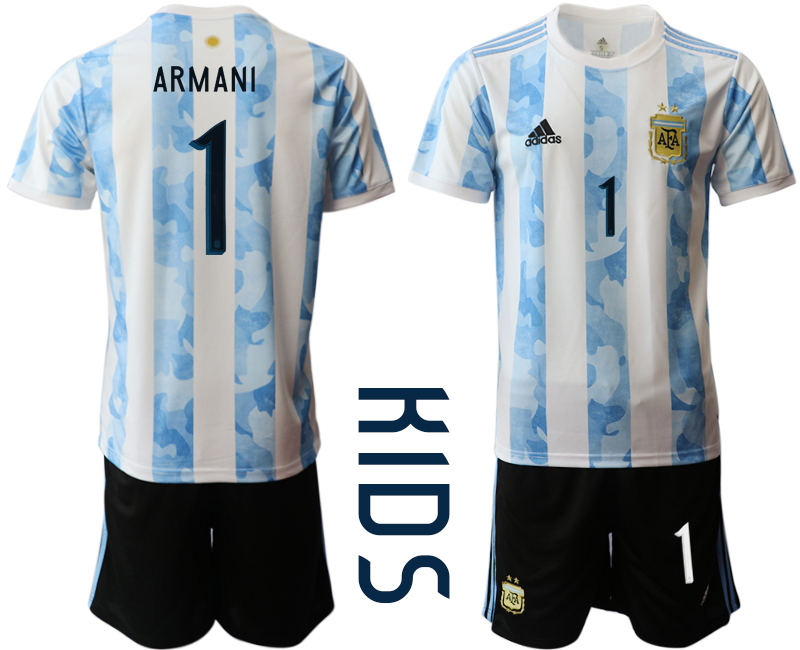 Youth 2020-2021 Season National team Argentina home white #1 Soccer Jersey